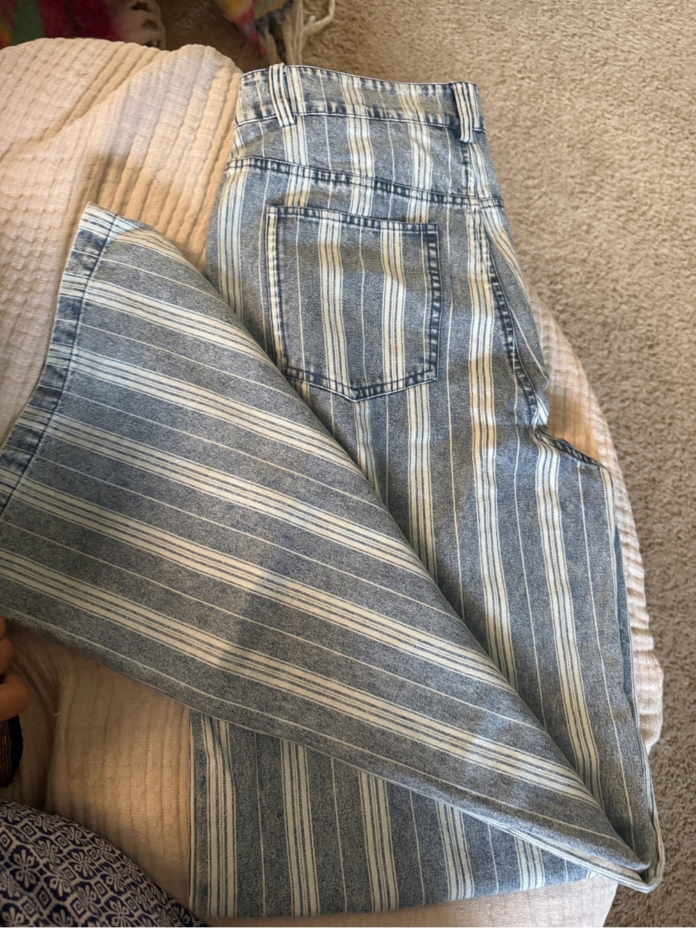 Vici Striped Blue & White wide-Leg Jeans